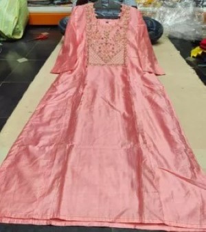 Pink Colour Silk Kurti