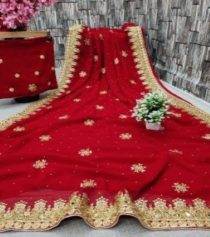 Georgette Embroidery work Saree