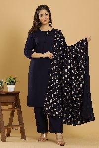 Navy Blue Kurta Palazzo with Dupatta