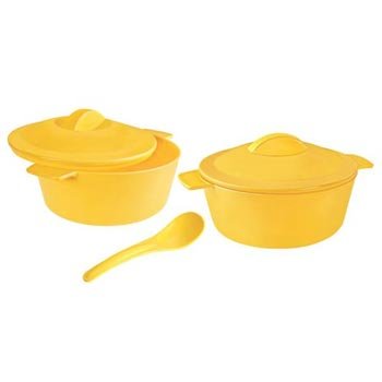 2 Pieces Microwavable Plastic Serving Bowl Set