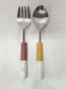 Stainless Steel Marble Salad Server