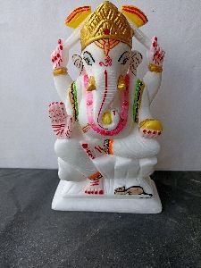 White marble idol of ganesh statue (11 inche)