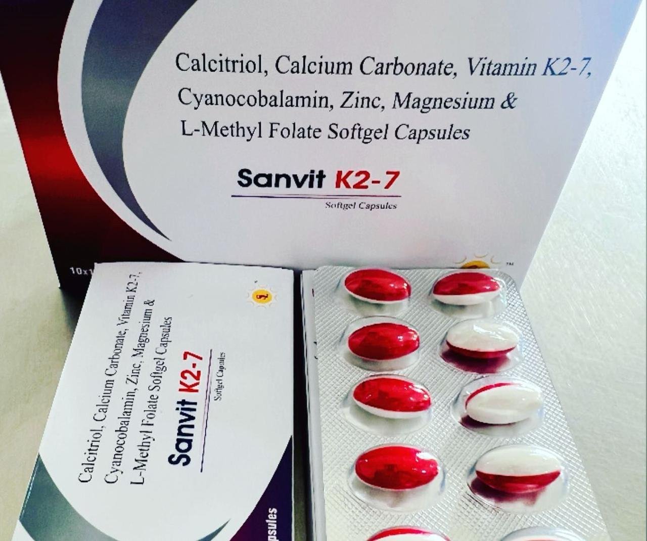Calcitriol, Calcium Carbonate, Vitamin K2-7, Cyanocobalamin, Zinc, Magnesium & L-Methyl Folate Softgel Capsules
