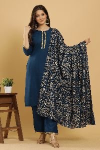 Petrol Blue Kurta Palazzo with Dupatta