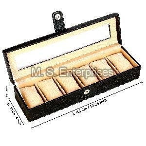 6WC3BLK Watch Box Organizer For 6 Watch Slots