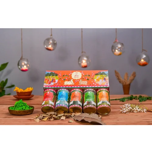 Sacred Life Vrindavan Herbal Gulal Holi Colour (Pack of 5) Orange, Red,