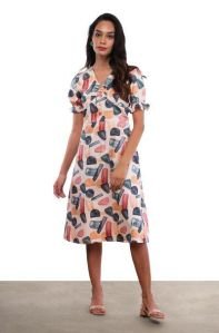 Ladies Abstract Midi Dress