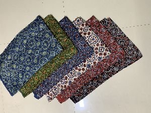 Ajrakh Hand Block Printed Natural Dye Modal Silk Fabric