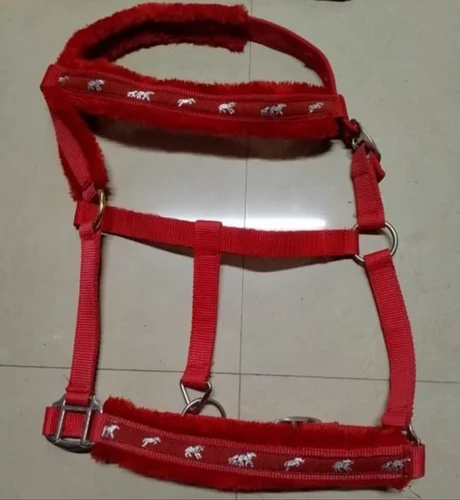 Red Leather Horse Halter
