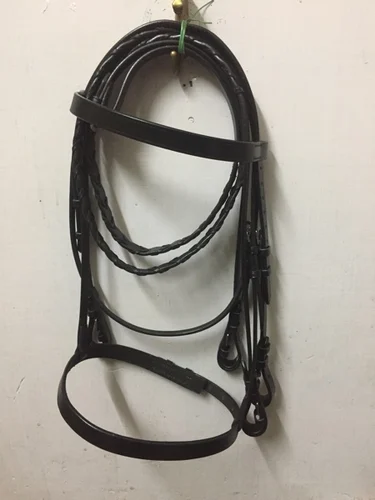 Black Leather Horse Bridal Western Halter