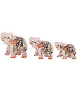 Marble Elephant Statue, Set: Set of 3 Elephants