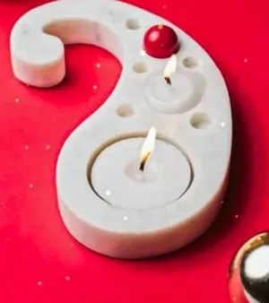 Marble Candle Stand, Size: 8 inches, Color:white