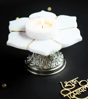 Marble Candle Stand, Shape: Round; Occasion: Festival