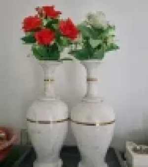 Marble Flower Pot, Color: Pink; Shape: Vertical