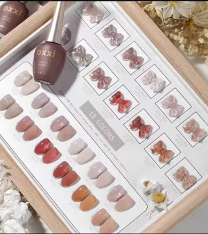 Oxxi brand customized coral 12 color new gel nail set color hot selling soft poly nail gel nail polish