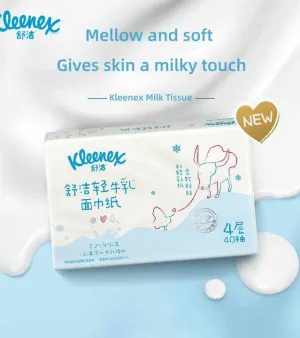 Kleenex Milk Essence Tissue 100% virgin Wood Bamboo Pulp Milk Essence Tissue Paper 40 pcs facial tissue