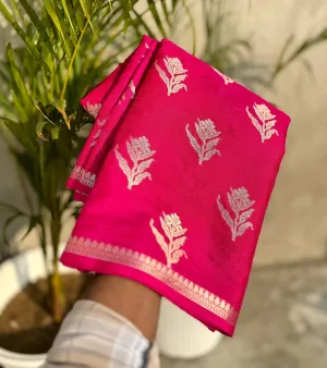 Butter Dinier  Kataan Maheswari Silk Soft Fabric Designer Buta With Zari Combination Sarees