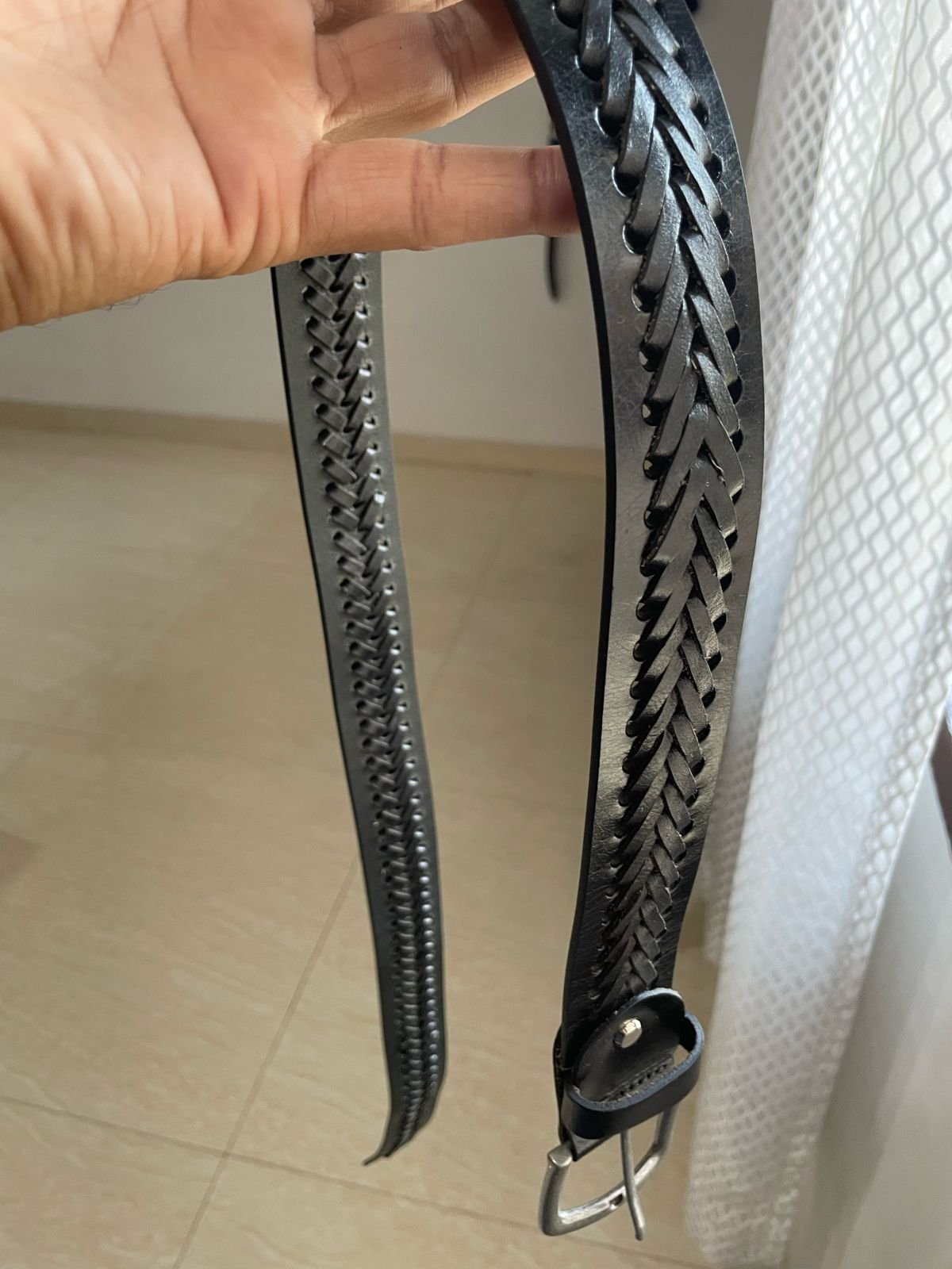 Leather braided belt