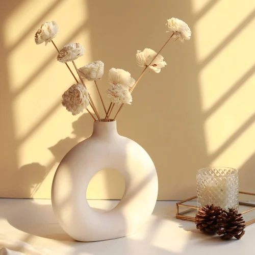 Round Ceramic Flower Vase