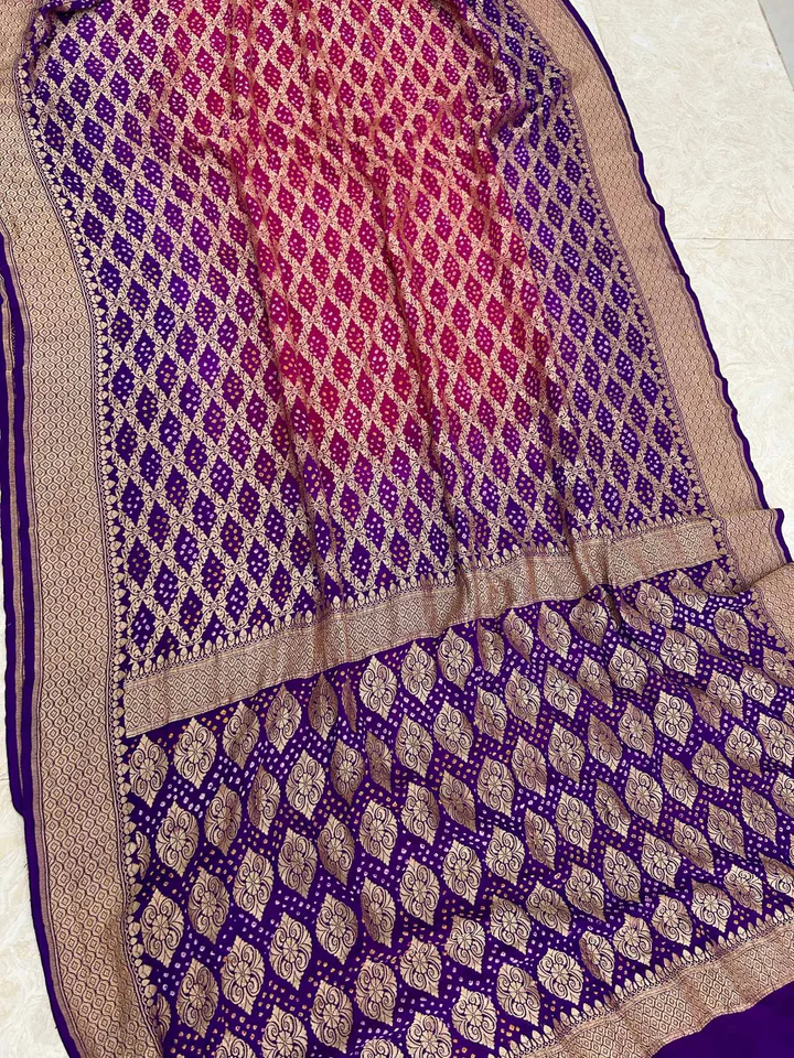 Pure Bandhej Georgette Saree