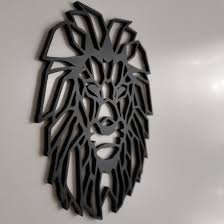 Black Lion Wall Sculpture, Color: Black