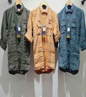 MEN CASUAL INDIGO CHECKS SHIRT