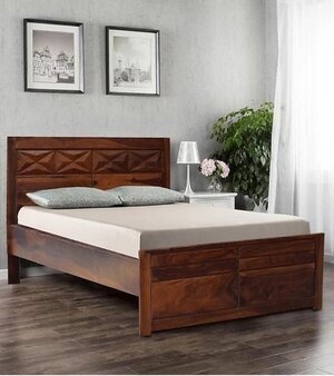 SS interior Brown Designer Wooden Double Bed, For Home, Size: 6 X 6 Feet