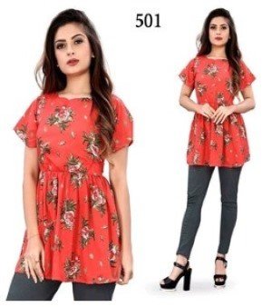 Girls Top Red Printed Design