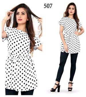 Girls Top White With Black Spot Design
