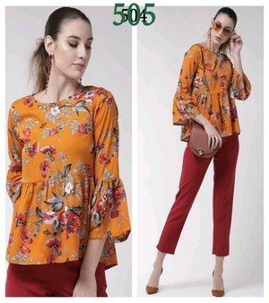 Girls Top Orange Colour Design