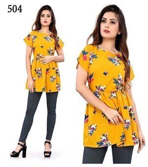 Yellow Colour Designer Girls Top