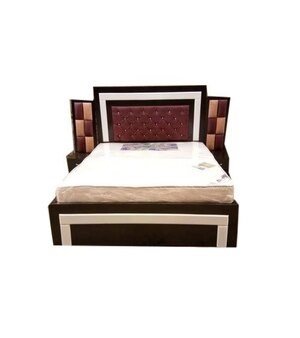 Wooden Double Bed With Bedside Table