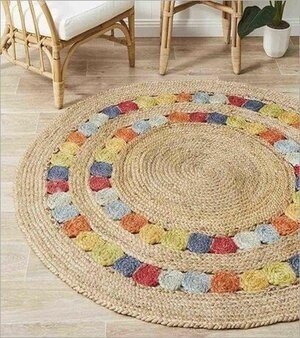 Multicolor Jute Multi Tikki Floor Mat