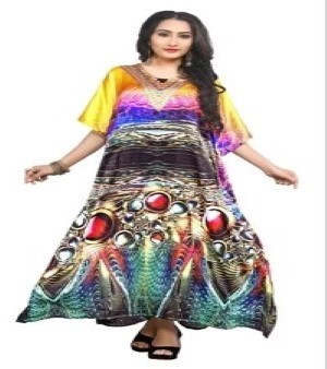 Printed Satin Silk Kaftan