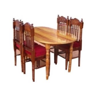 Oval Wooden Dining Table Set