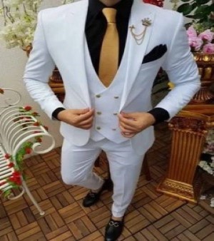 Men Cotton Green Three Piece Suit