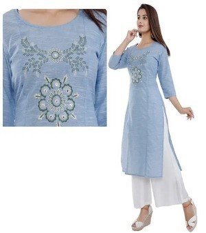 Cotton Embroidery Palazzo Suit