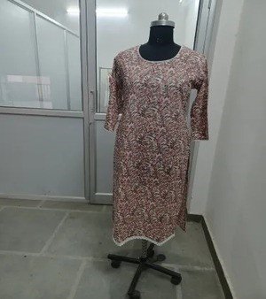Cotton printed straight kurti with leas