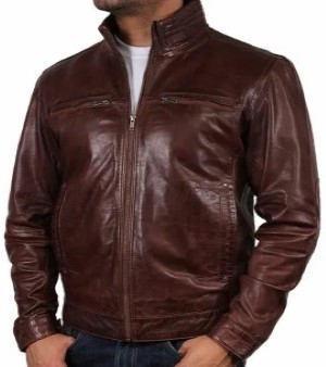 Men Black With Genuine Sheepskin Leather Jacket