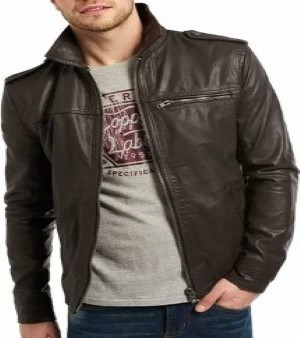 Men Black Jacket With High Stand Collar