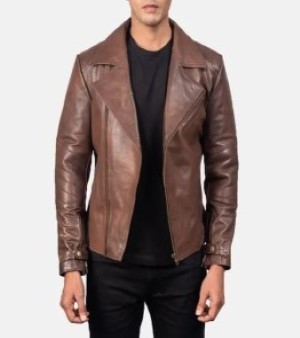 Vintage Black With Front Zipper Biker Jacket