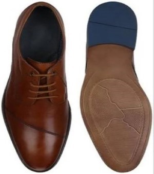 Men Tan Laces Leather Shoes