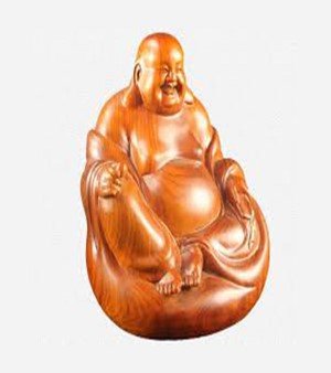 Wooden Laughing Buddha Statue