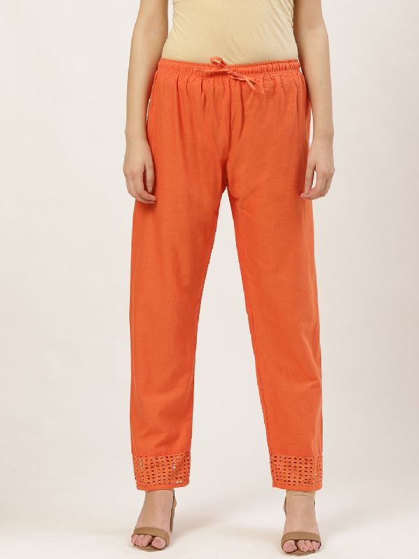 Regular Fit Cotton Palazzo (Orange)