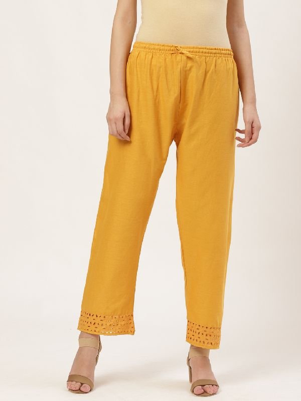 Regular Fit Cotton Palazzo (Mustard)