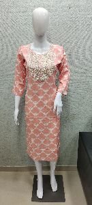 Rayon Slub Descharge Print Kurti