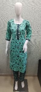 Cambric Cotton Kurti Pant Set