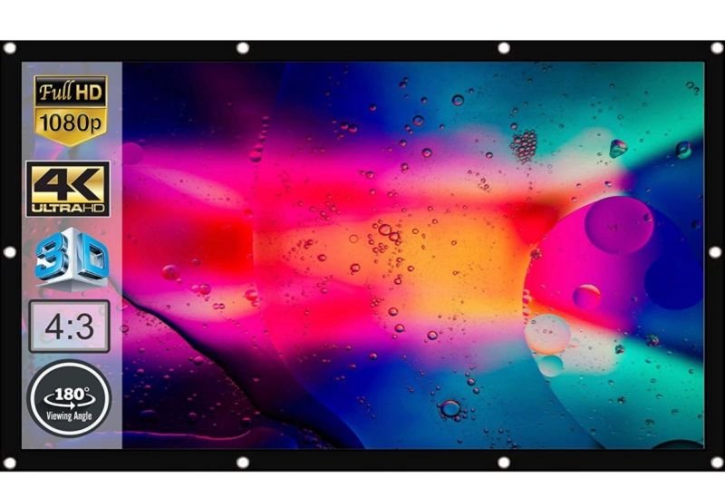 White Eyelets Type Foldable Projector Screen