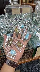 Larimar Golden Rutile Silver Pendant