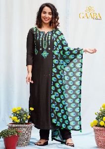 Black Muslin Kurta with Printed Dupatta